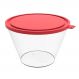 Pote com Tampa 3,8L Redondo Crippa Porta Mantimentos Transparente e Vermelho Plástico