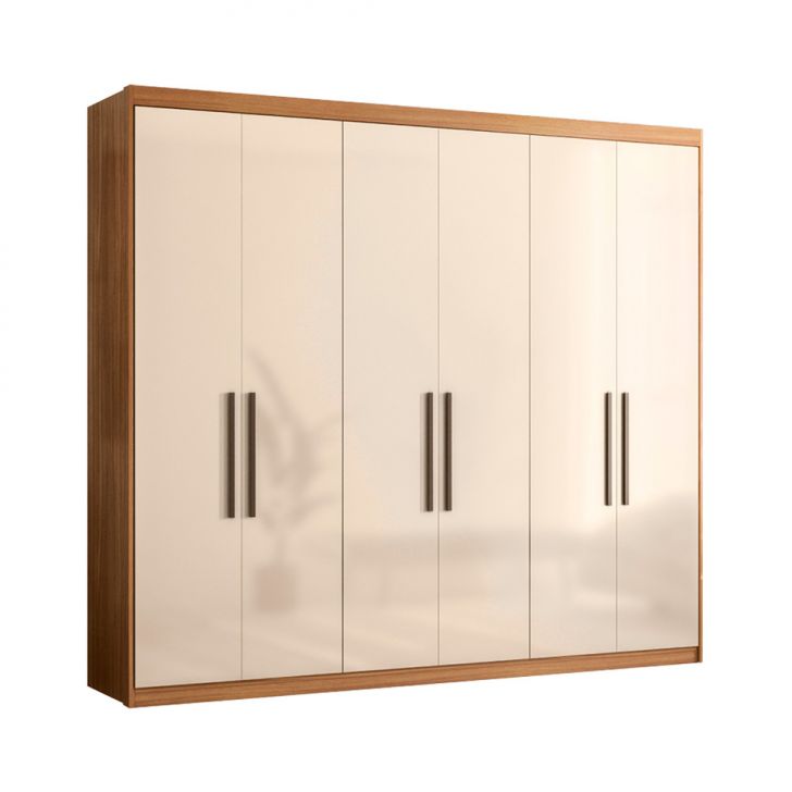 Guarda-roupa Casal Venice Com Prateleiras 6 Portas 4 Gavetas Amêndola E Off White