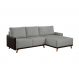 Sofá 5 Lugares Geribá com Chaise Direito Linho Cinza e Preto