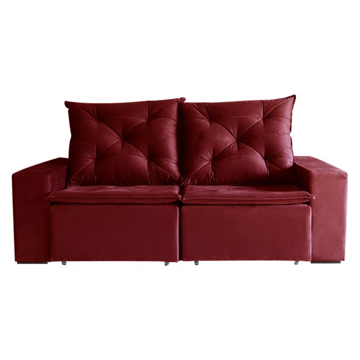 Sofá 3 Lugares Retrátil E Reclinável Barcelona Suede Bordô