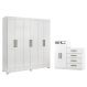 Conjunto Quarto Guarda Roupa e Comoda Ferrara Branco