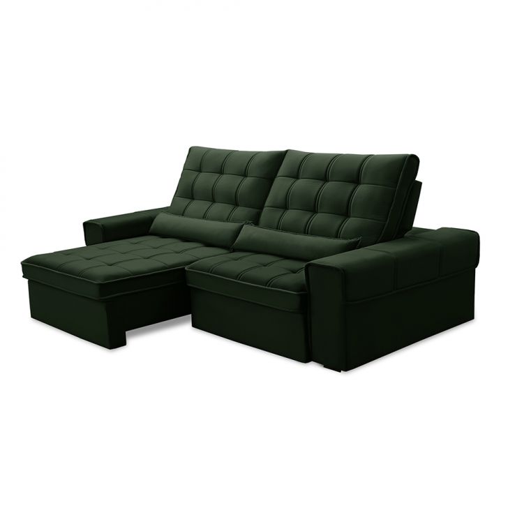 Image of Sofá 4 Lugares Retrátil E Reclinável Alasca Veludo Verde PLA-FE691UP28DTRMOB