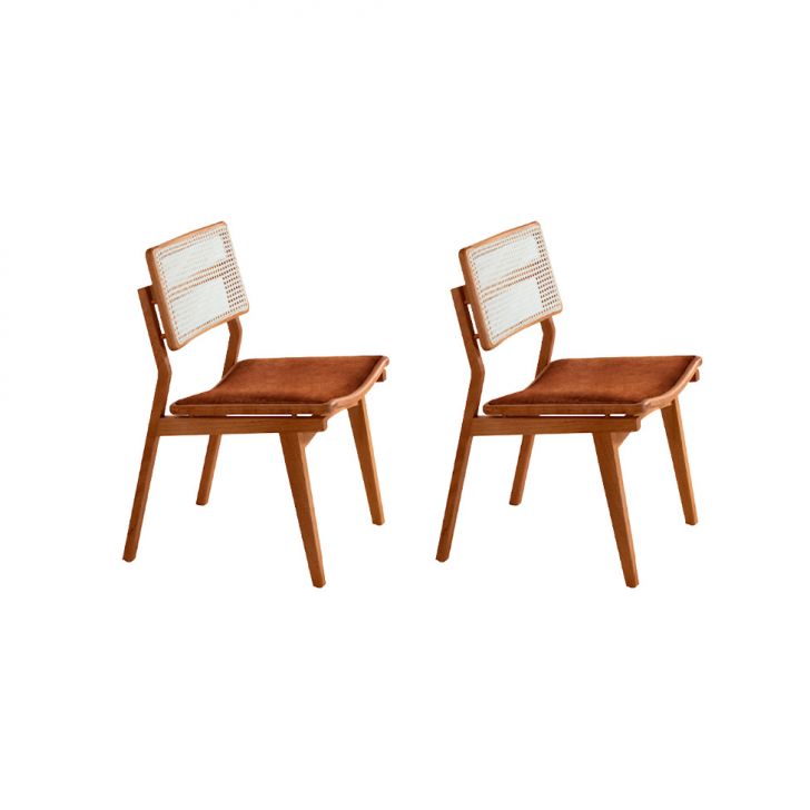 Conjunto Com 2 Cadeiras Lea Premium Revestimento Sintético Puce E Imbuia