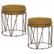 Kit 2 Puffs Decorativo Sala de Estar Base Bronze Chloe Suede Mostarda G41 - Gran Belo