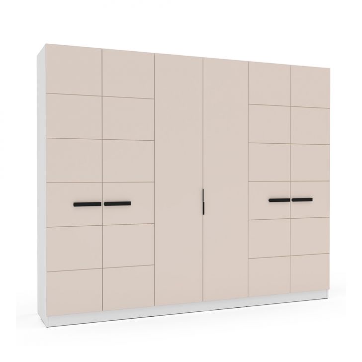 Guarda-roupa Casal Lisboa 6 Portas 4 Gavetas Branco E Creme