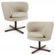 Kit 02 Poltronas Decorativas Melissa Base Xis Giratória C-107 Linho Bege - Domi
