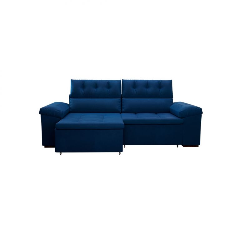 Image of Sofá 3 Lugares Retrátil E Reclinável Herzog Veludo Azul Marinho 220 Cm PLA-MO173UP28IXVMOB