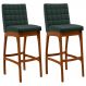 Kit 02 Banquetas Altas Para Cozinha Sala de Jantar Fixa Mila B04 Linho Verde Musgo - Lyam Decor