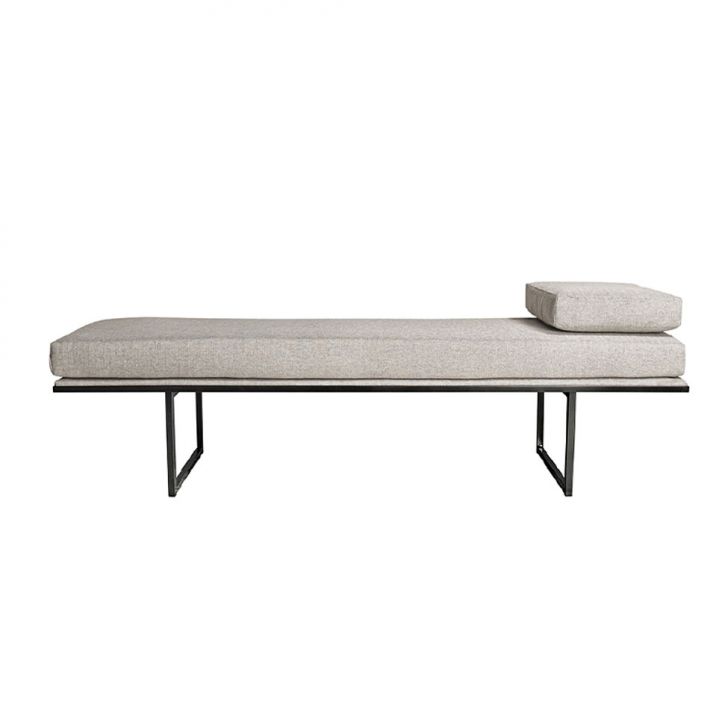 Banco | Banqueta 2 Lugares Galli Linho Bege e Preto 140 cm