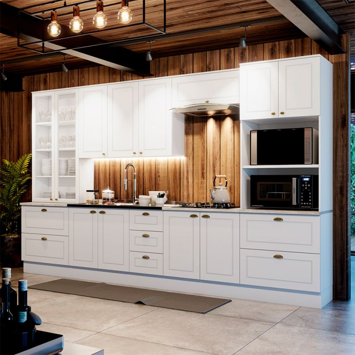 Cozinha Compacta Americana 12 Portas 7 Gavetas Branca