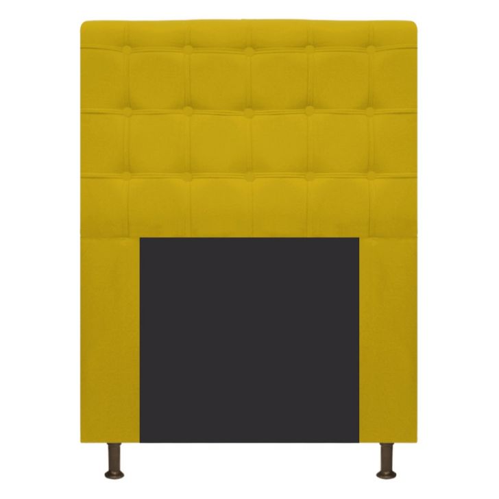 Cabeceira Estofada Dama 90 cm Solteiro Com Botonê  Suede Amarelo - Amarena Móveis