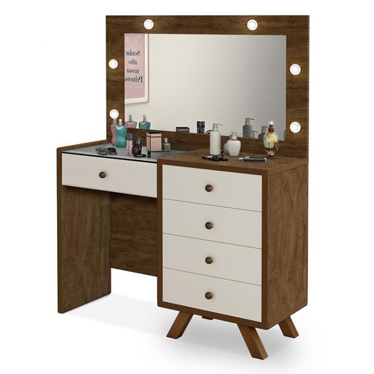 Penteadeira Camarim Luna Malbec/Off White sem Banqueta - Móveis Luapa