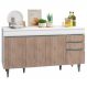 Balcão Gabinete de Pia com Tampo 150cm 4 Portas 2 Gavetas Marrocos Branco/Castanho - Lumil