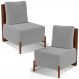 Kit 02 Poltronas Decorativas Sala de Estar Living Hungria L02 Couríssimo Marrom Suede Cinza - Lyam