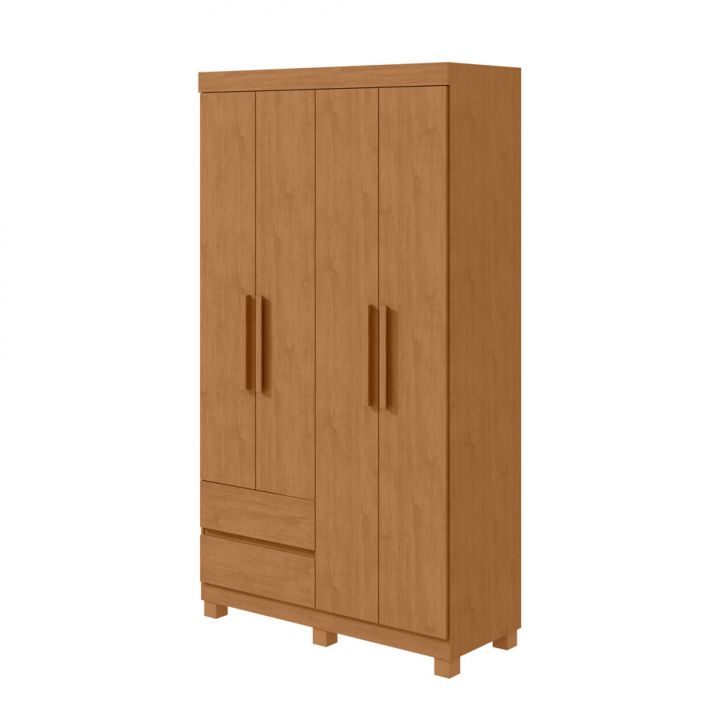 Guarda-roupa Casal Zeus Com Pés 4 Portas 2 Gavetas Amêndoa
