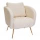 Poltrona Decorativa Dana Pés Palito Ouro Fosco Bouclé Off White - Nexta Casa