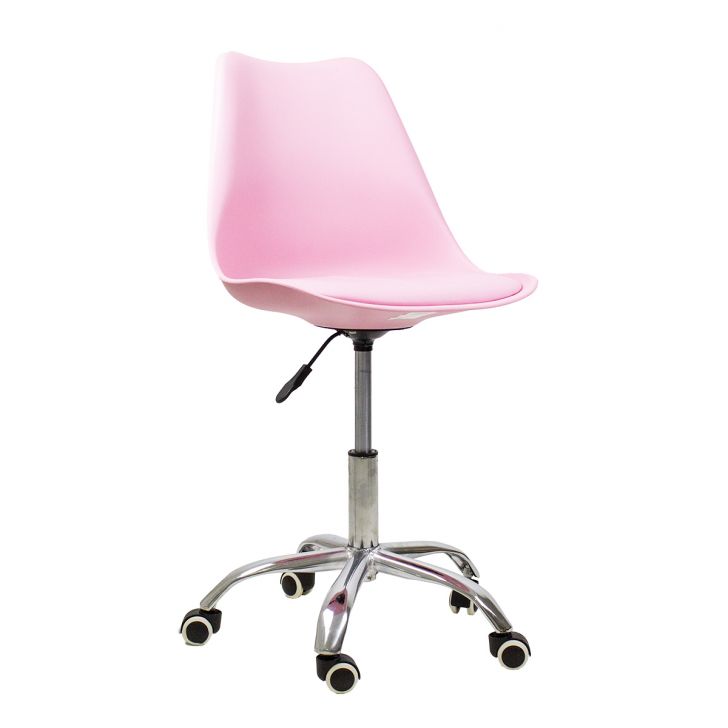 Cadeira Office Base Cromada Com Rodizio Girat¢ria Saarinen Rosa