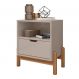 Mesa de Cabeceira Antares 1 Gaveta Off White e Cedro