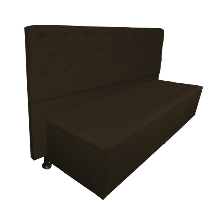 Cabeceira mais Calçadeira Solteiro Juliana 90cm Para Cama Box Suede Marrom - DS Estofados