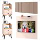 Kit 2 Mesinhas Apoio Off White/Cinamomo Painel Tv 32 Polegadas Prateleira Suspensa Cabeceira Cama Box Queen Size 1,60 Bege Suede - Lojas RPM