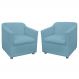 Combo 02 Poltronas Decorativa Tilla Pés Cromados Suede Azul Turquesa - DS Estofados