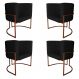 Kit 4 Poltronas Decorativa Luana Base Bronze PU Preto - Montanaris Decor