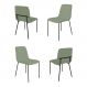 Conjunto 4 Cadeiras Malu Bouclé Verde Oliva Metal Preto