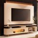 Conjunto Painel Majestade c/LED Bancada Greta TV até 85 Polegadas Off White/Castanho G26 - Gran Belo