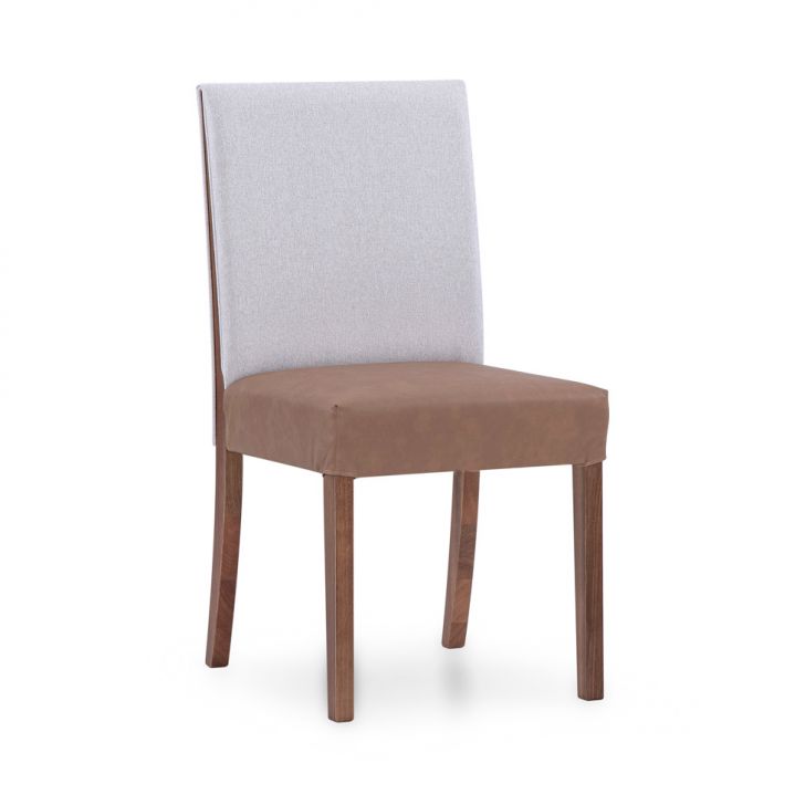 Cadeira Madelyn Revestimento Sintético Caramelo e Cru