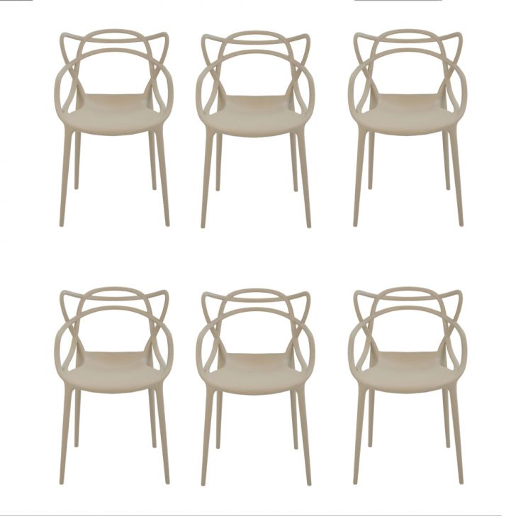 Conjunto de 6 Cadeiras Allegra Nude