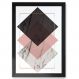 Quadro Decorativo Geométrico Rose e Mármore Branco-24x34Cm