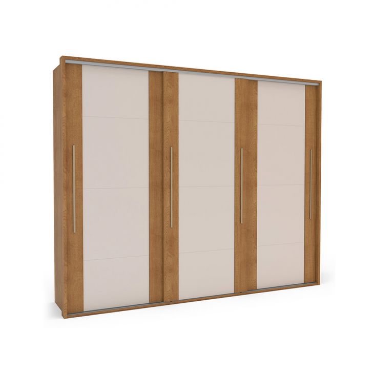 Image of Guarda-roupa Casal Sevilha Flex Com Pés 3 Portas 4 Gavetas Freijó E Off White 213cm PLA-MO895CL28OEDMOB