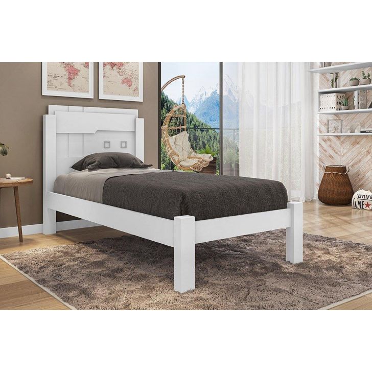 Cama Solteiro Framar Leticia Branco - Framar Móveis