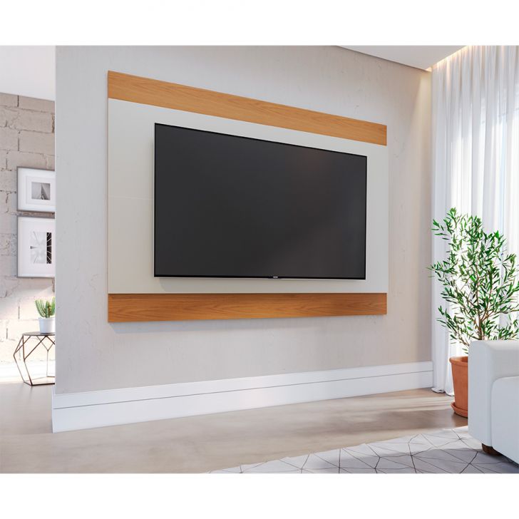 Painel para TV até 75 Polegadas Nilo Off White e Freijó