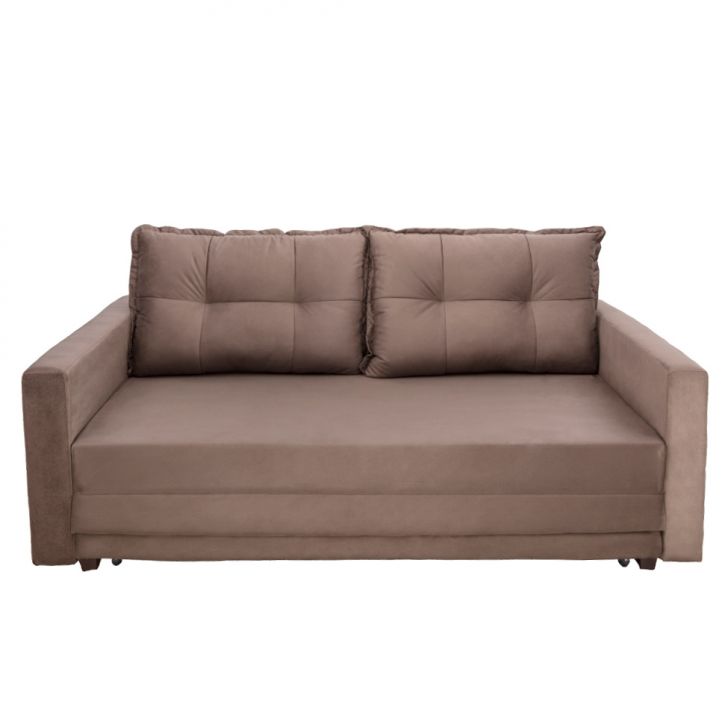 Sofá-Cama Casal 3 Lugares Trancoso Suede Liso Tabaco
