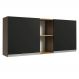 Armário de Cozinha Aéreo 150 cm 2 Portas e 2 Nichos Rustic/Preto Glamy Madesa