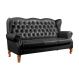 Sofá Imperador 3 Lugares Chesterfield Decoração Retrô Vintage - Courissimo Preto