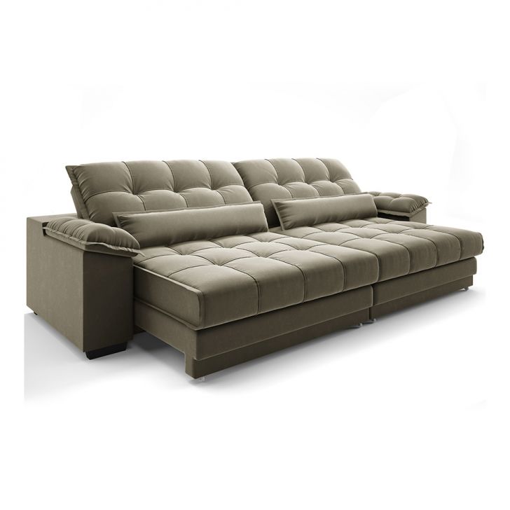 Image of Sofá 5 Lugares Retrátil E Reclinável Majestic Veludo Fendi PLA-MO895UP28NPRMOB