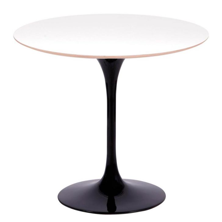 Mesa Saarinen Redonda Fórmica Branca 107cm - Base Preta