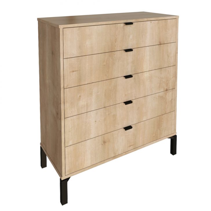 Cômoda Queens 5 Gavetas Amadeirada 90 cm