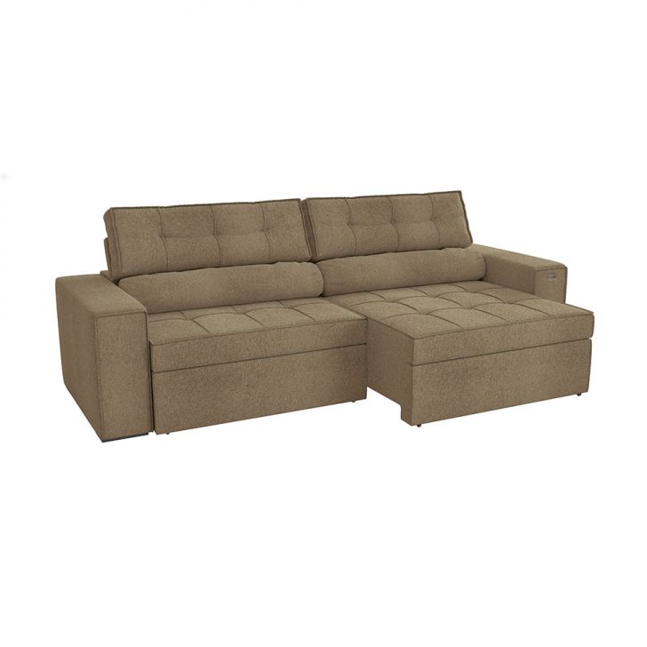 Image of Sofá 4 Lugares Retrátil E Reclinável Lanus Bouclé Fendi PLA-KA161UP28KGHMOB