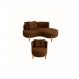Conjunto 01 Poltrona + Sofá Curvo Orgânico Veludo Marrom - Montanaris Decor