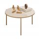 Mesa De Centro Redonda 69 cm Cleia Off White Dourado DJ MOVEIS