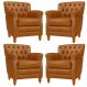 Kit 04 Poltronas Decorativas Sala de Estar Níger Pés Madeira Couro Mel G58 - Gran Belo