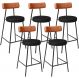 Kit 05 Banquetas Baixa Cozinha Sala Jantar Bancada Milão L02 Couríssimo Camel Preto - Lyam Decor