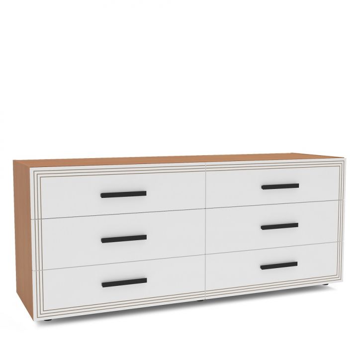 Cômoda Valência 6 Gavetas Freijó e Branco