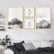 Quadros Decorativos Montanhas e Plantas 122 x 61 2-60x43 + 2-29x29 Caixa Marfim