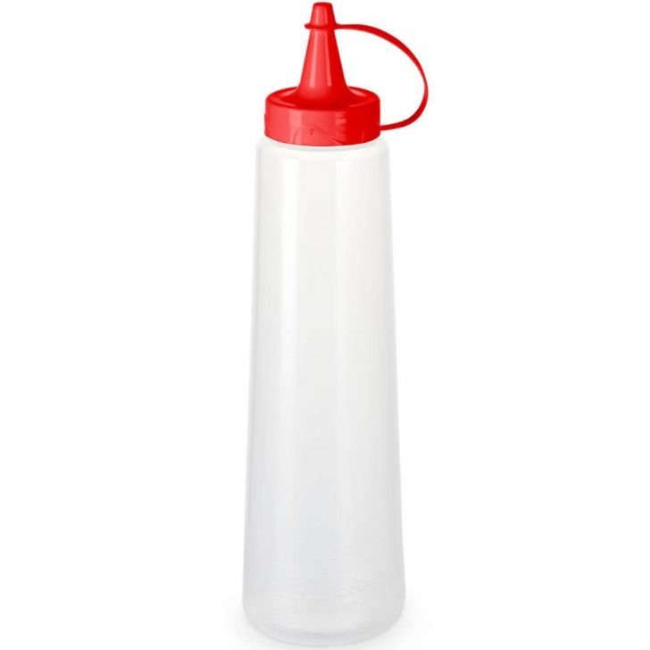 Kit 24 Bisnagas para Molhos 400ml Plástica Ketchup Tampa Vermelha Plasvale Mostarda Maionese Restaurantes Hotel Bar