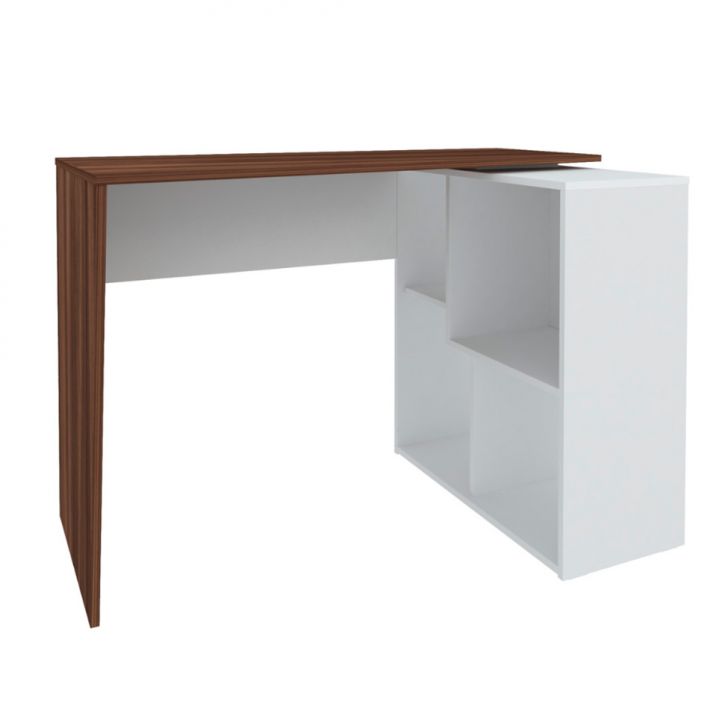 Escrivaninha com Estante Urban Flex Ipê e Branca