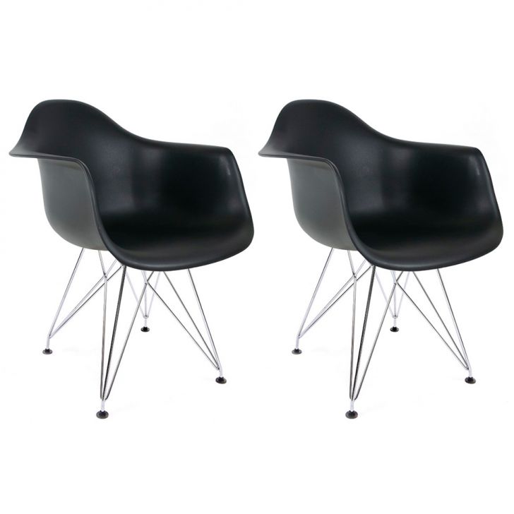 Conjunto com 2 Cadeiras Eiffel Cromado e Preto